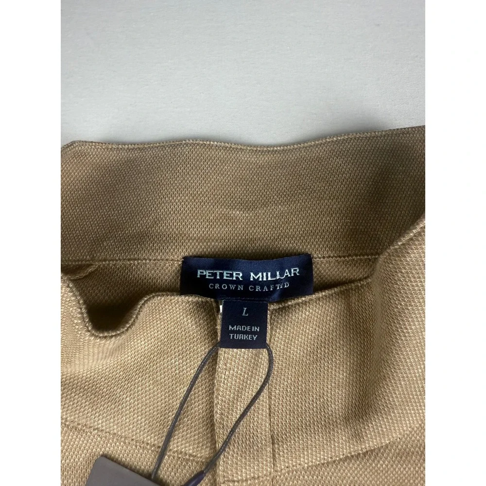 Peter Millar Crown Crafted Pullover Size L Camel Tan Cotton Cashmere QZ $298